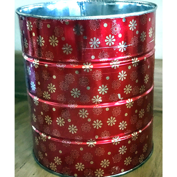 Vintage 7" Hills Brothers / Bros Coffee Can Red Atomic MCM Snowflakes No Lid - Picture 1 of 14